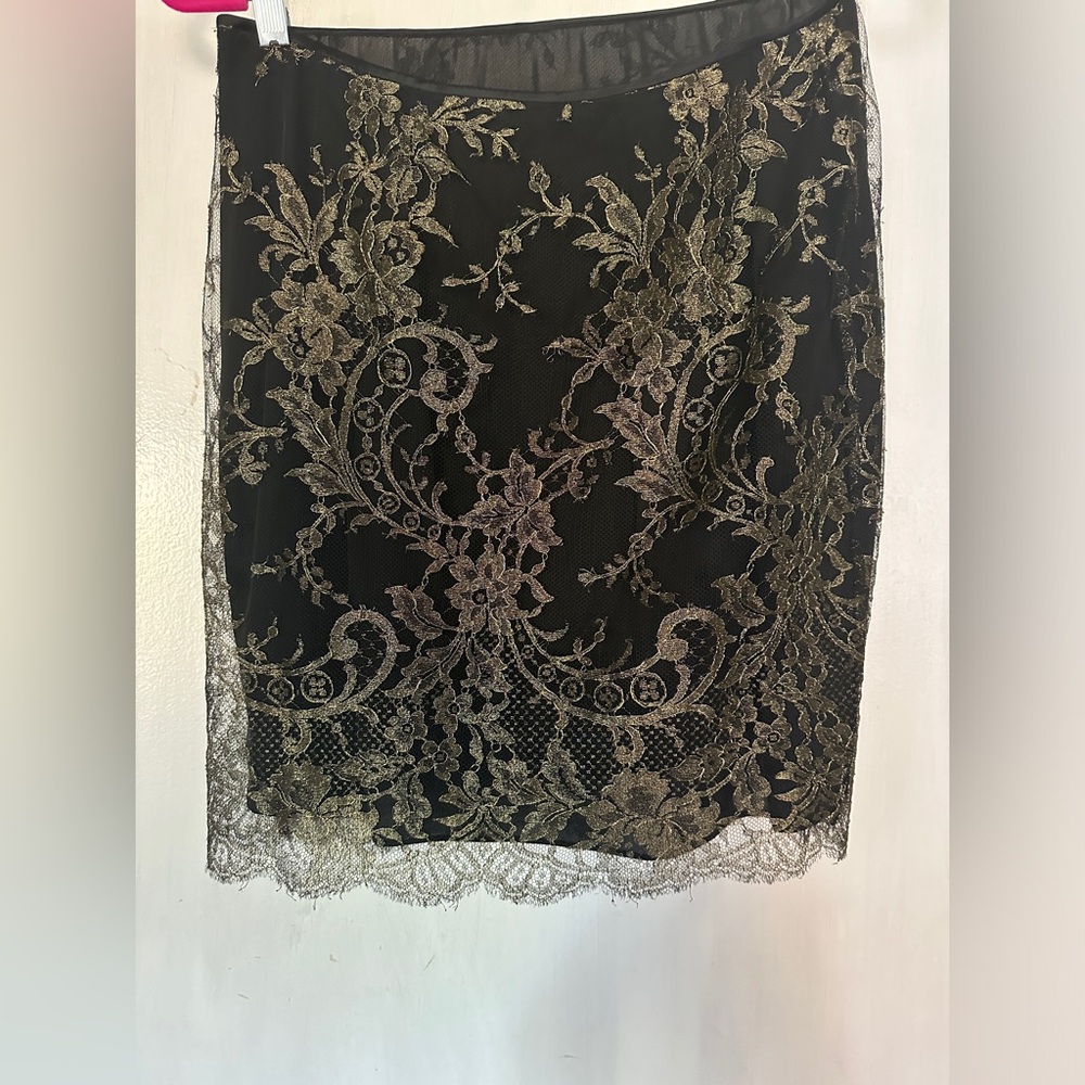 Ellen Tracy Black and Gold Laced Skirt